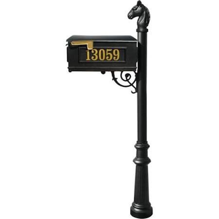Lewiston Mailbox Post System with Fluted Base & Horsehead Finial Black LMCV-801-BL